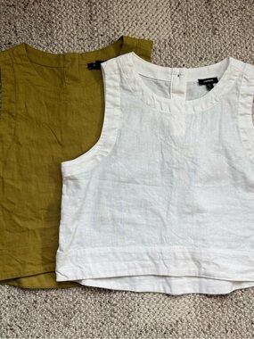 Express Linen Blend Sleeveless Crop Tops – Set of 2 – XS